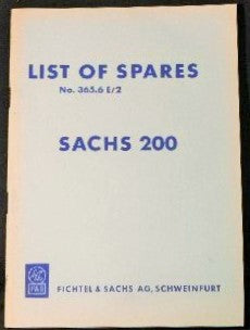 Sachs Spare Parts List 1961 - original not reproduction